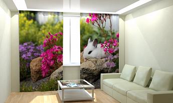 картинка Фотошторы Кролик в цветах от магазина Рим-Декор
