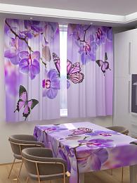 картинка Фотошторы для кухни Бабочки у воды с орхидеями от магазина Рим-Декор
