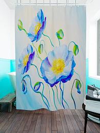 картинка Фотоштора для ванной Голубой мак маслом от магазина Рим-Декор